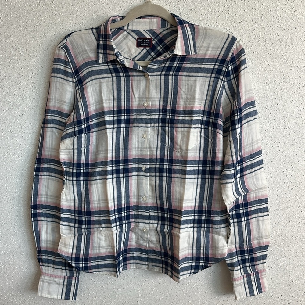 UNTUCKit De Toren Women’s Plaid Long Sleeve Button Down Shirt Sz 16